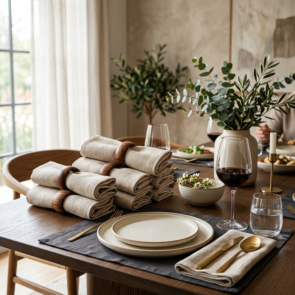 %100 saf keten sofra peçetesi 6'lı set